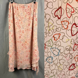 Vintage Jordan Midi Fairy Skirt Womens XL Pink Heart Cottagecore Coquette Y2K